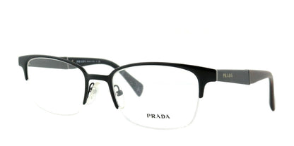 Prada VPR50P 1BO-1O1 Matte Black Woodgrain Luxury Eyeglasses Optical Frames ABC Optical Eyeglasses