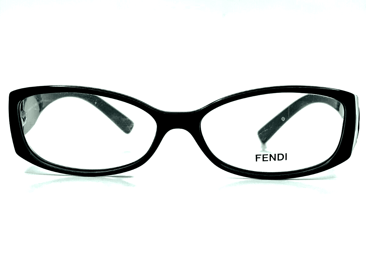 Fendi F737 001 Slim Black Acetate Designer Italy Eyeglasses 52-14-135 Black Acetate Optical Frames ABC Optical Eyeglasses