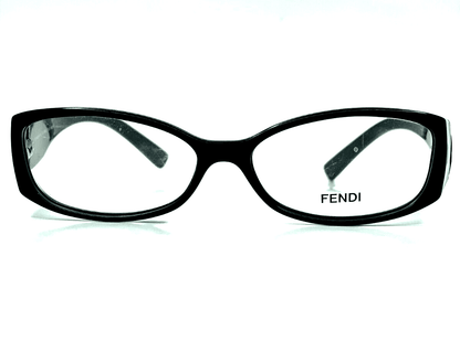 Fendi F737 001 Slim Black Acetate Designer Italy Eyeglasses 52-14-135 Black Acetate Optical Frames ABC Optical Eyeglasses