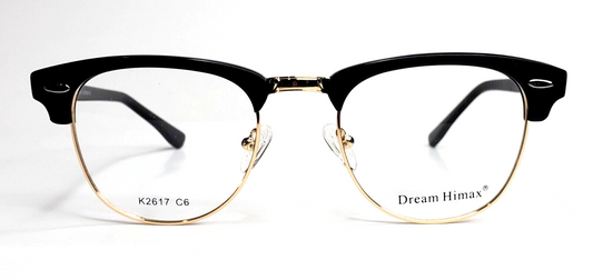 Dream Himax K2617 Black Gold Clubmaster Fashion Eyeglasses - ABC Optical
