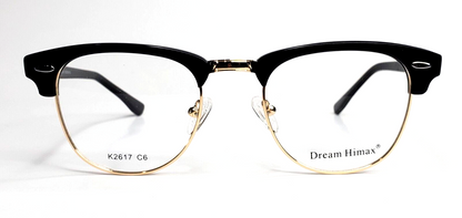Dream Himax K2617 Black Gold Clubmaster Fashion Eyeglasses - ABC Optical