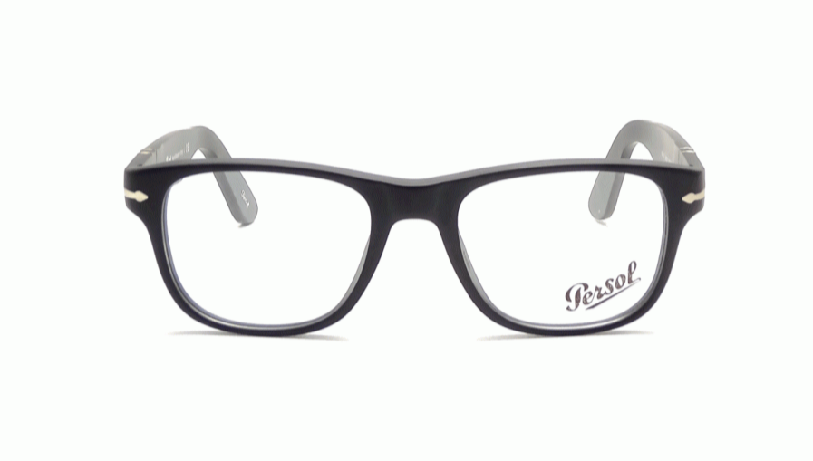 PERSOL PO3051V 9000 Acetate Matte Black Luxury Italy Eyeglasses 52-19-145 Black Acetate ABC Optical