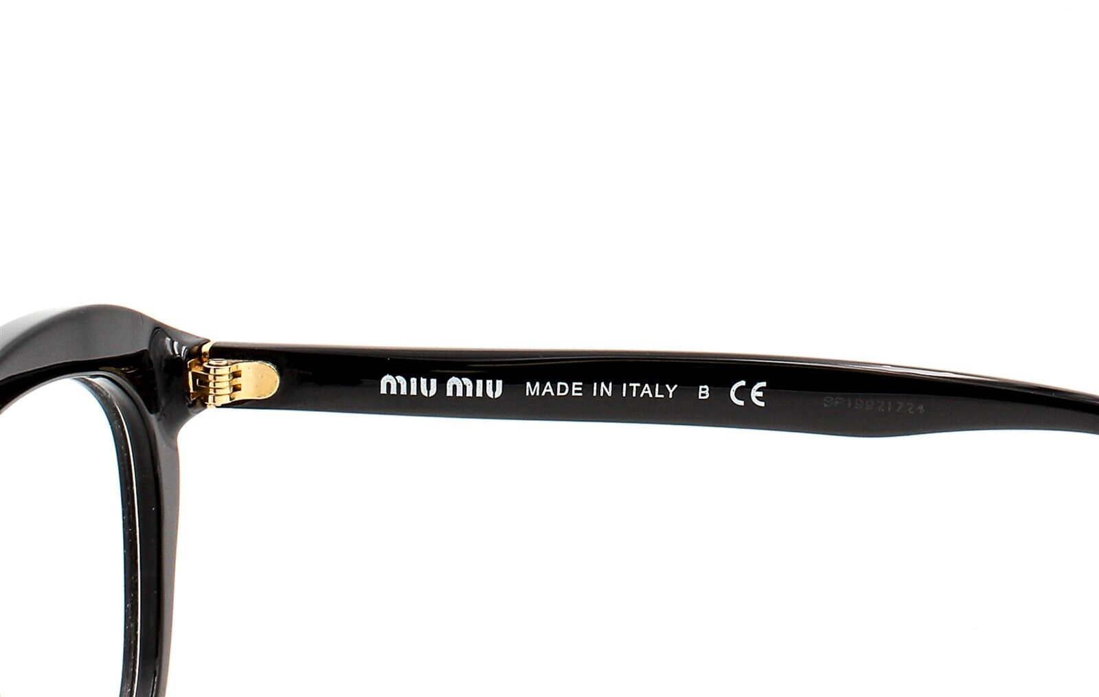 Miu Miu VMU07L 1AB- 1O1 Polished Black Cat Eye Gold Acetate Eyeglasses 140mm Optical Frames ABC Optical Eyeglasses