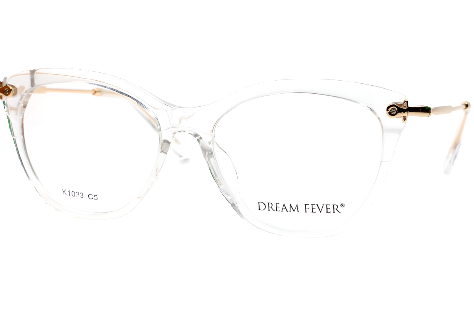 Dream Fever K1033 Anteojos de moda dorados cristalinos - Wo
