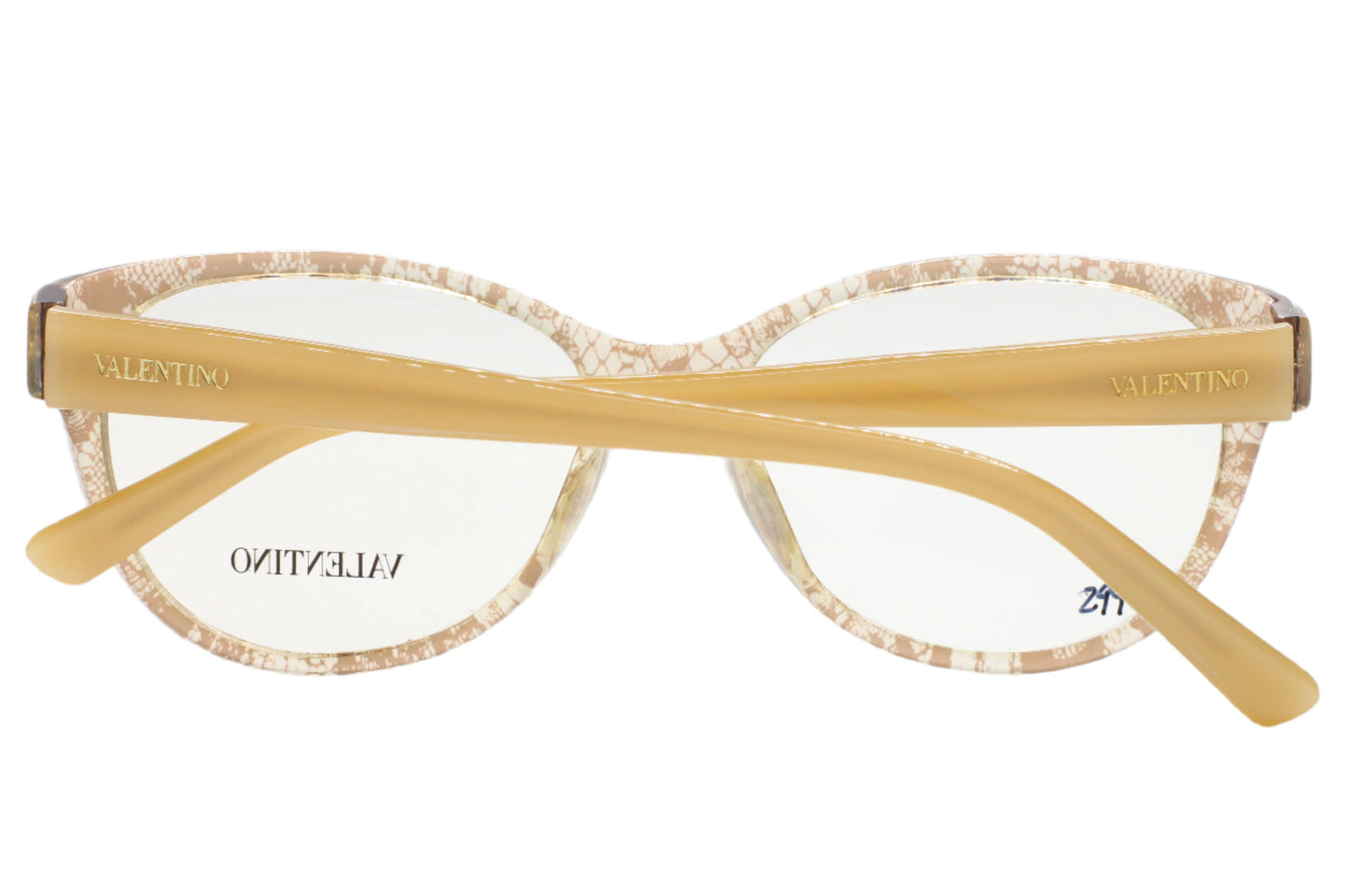 Valentino V2630 eyeglass frames online by ABC Optical with beige and gold round optical frames