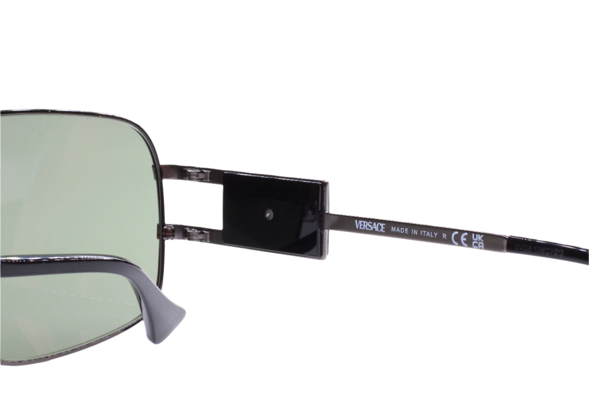 Close-up of black Versace optical frames showcasing quality design to buy authentic Versace eyewear online
