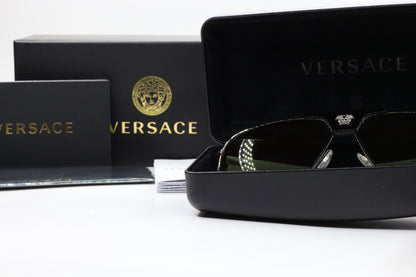 Black Versace optical frames in case with packaging and booklets buy authentic Versace eyewear online