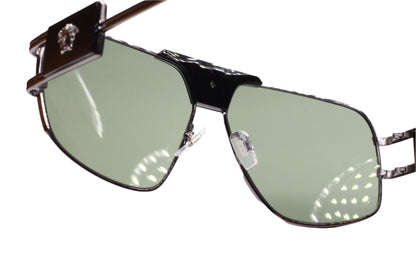 Black Versace optical frames with green lenses and signature Medusa emblem buy authentic Versace eyewear online