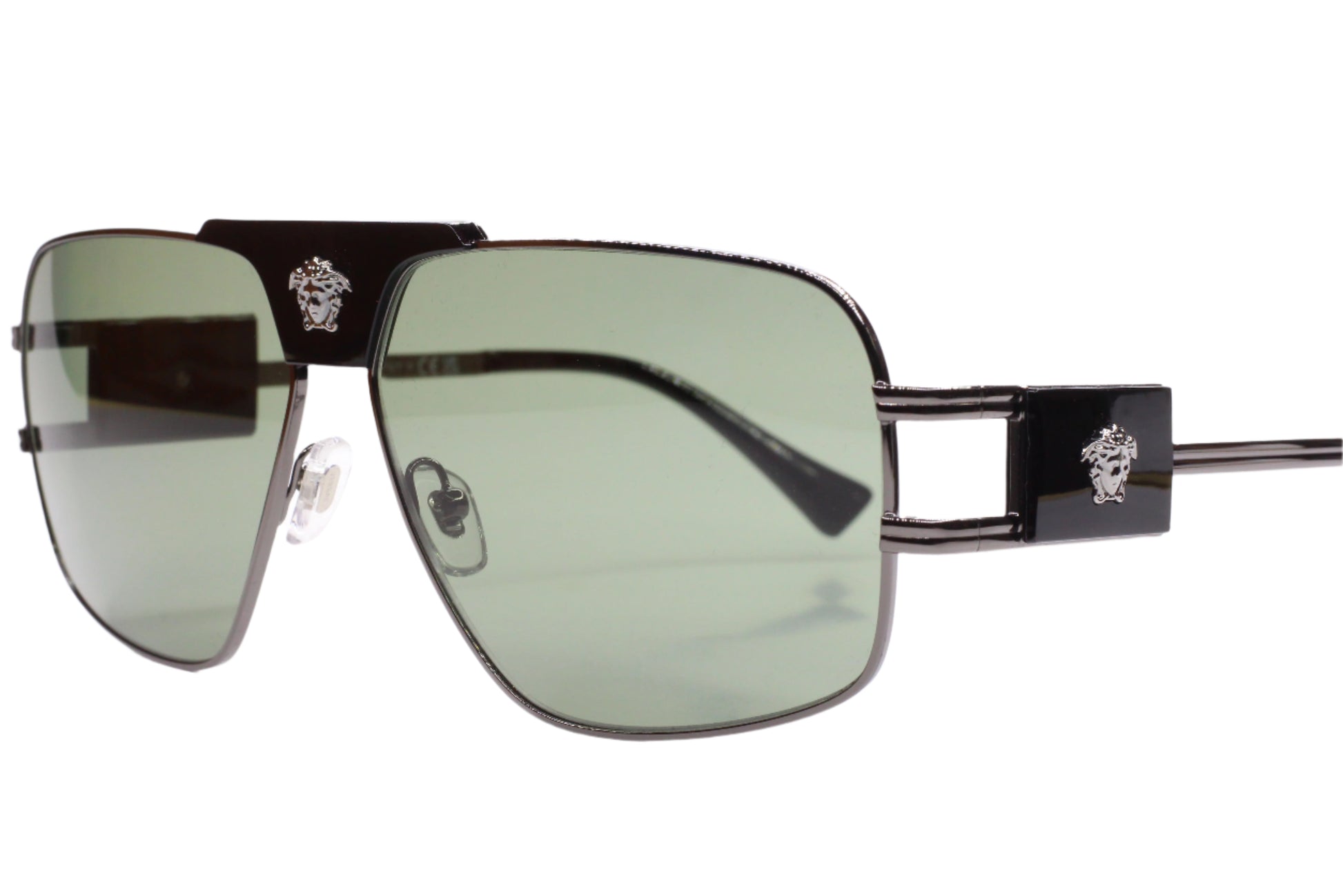 Black metal optical frames with green tinted lenses by ABC Optical buy authentic Versace eyewear online