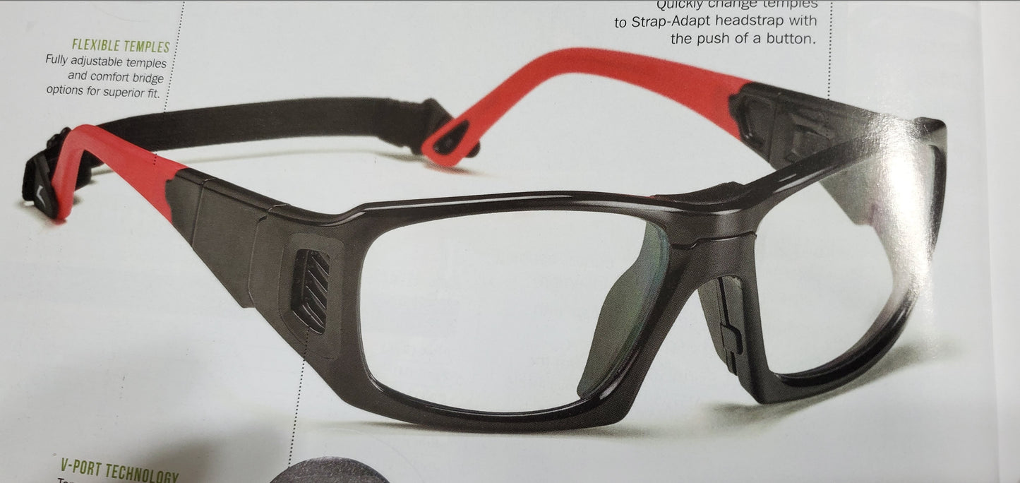 Rx or Planos Sport Goggles C2 Black w/Bk&Red Temples - Sport Goggles