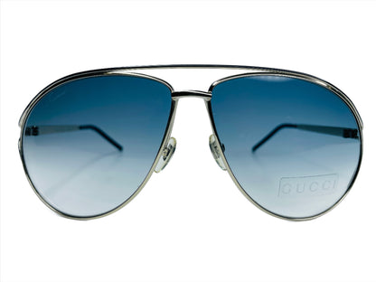 Gucci GG4216/S Silver Metal Gradient Blue Aviator Luxury Sunglasses 58-14-135 Gunmetal Metal Optical Frames ABC Optical sunglasses