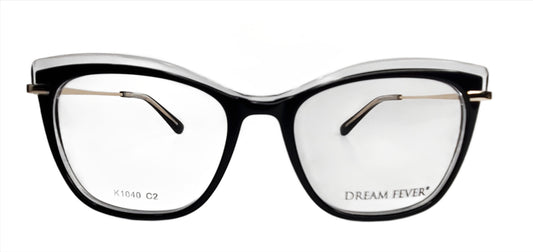Dream Fever K1040 C2 Black Crystal-Clear Acetate Eyeglasses - 