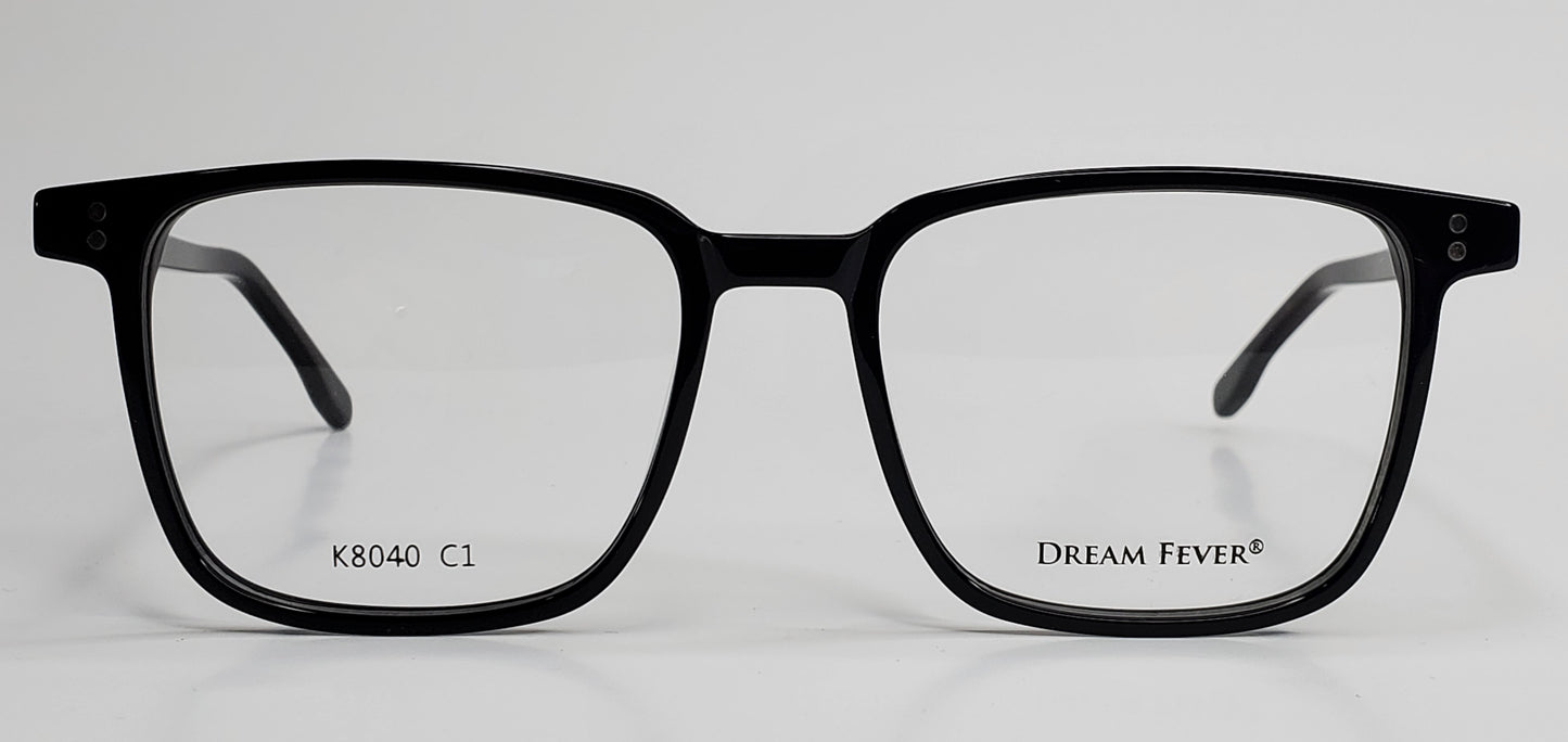 Dream Fever K8040 Black Fashion Acetate Italy Eyeglasses 54-18-145 Black C1 K8040 W141 B46 MaP Square Optical Frames ABC Optical Eyeglasses