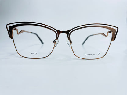 Dream Fever K59 Light Brown Metal Italy Eyeglasses 54-17-140 Light Brown C6 K59 W142 B45 WoM SquareCat Optical Frames ABC Optical Eyeglasses