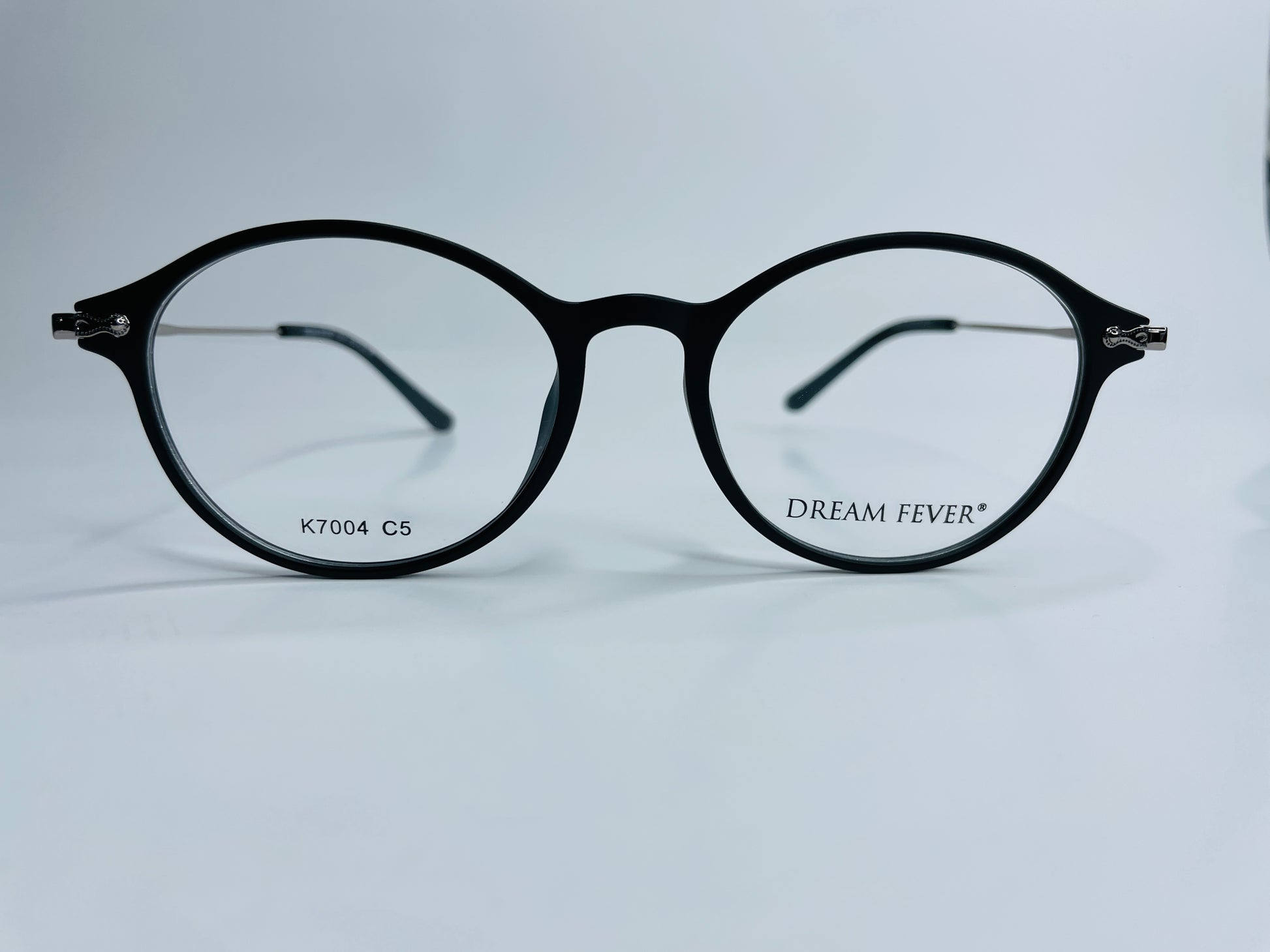 Dream Fever K7004 Black Silver Oval Italy Eyeglasses 49-18-145 Black Silver C4 K7004 W145 B43 MaP -M OvalRound Optical Frames ABC Optical Eyeglasses