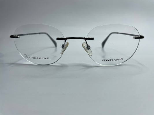 Giorgio Armani GA800 PDE Black Round Rimless Eyeglasses Optical Frames ABC Optical Eyeglasses