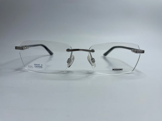 Missoni MI228-01 P71 Silver Rimless Designer Eyeglasses 53-15-135 P71 Silver MI228-01 Rimless Optical Frames ABC Optical Eyeglasses